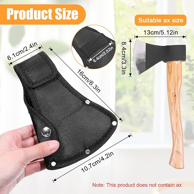 2 Pack Axe Cover,Hatchet Sheath 6.3 X 4.2 in, Nylon Axes Head Covers,Snap Axe Head Cover,Hatchets Edge Protector for Outdoor Hiking Work Camping Blade Protection,Black