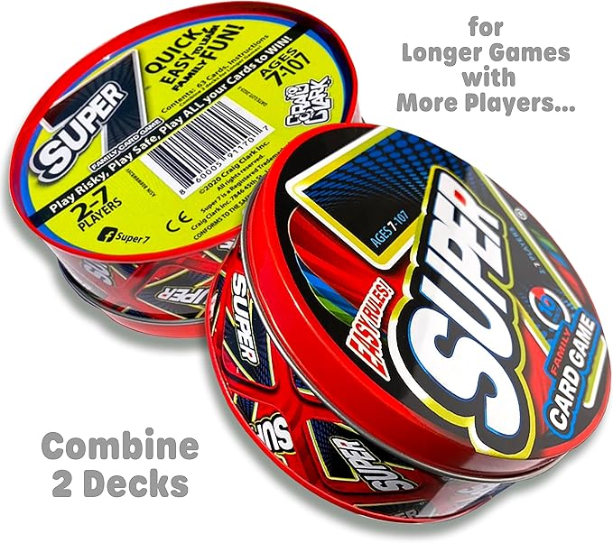 Super 7 Family Card Game Collectible Tin – for Kids and Adults, Family Game Night, Fast Games, Easy to Learn, 2-7 Players, Ages 7 to 107!