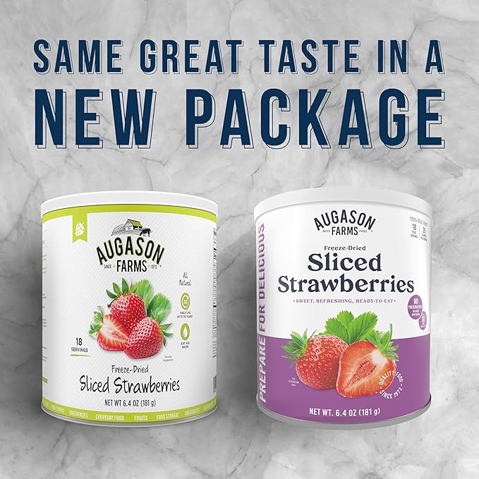 Augason Farms Freeze Dried Sliced Strawberries Can - Gluten Free Snack for Baking, Smoothies, and Emergency Storage - Healthy Individual Fruit Snacks ??6.5 Ounces (18 Servings)