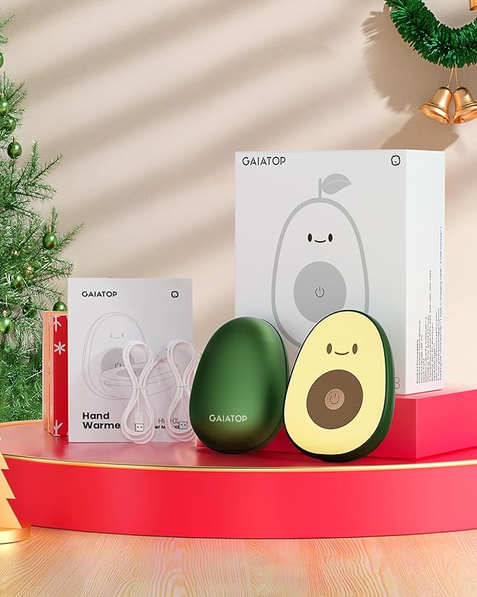 Gaiatop Hand Warmers Rechargeable 2 Pack, Magnetic 3 Settings Fast Heating Avocados Shape, Electric Portable Pocket Heater, Reusable Hot Hands Gifts for Women Men Outdoor Camping Hunting Golf