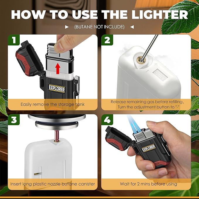 Lafagiet 2 Pack of Outdoor Torch Lighter, Windproof Single & Dual Jet Flame, Waterproof Storm Lighters Multipack for Camping, Fishing, Emergency (NO Gas)