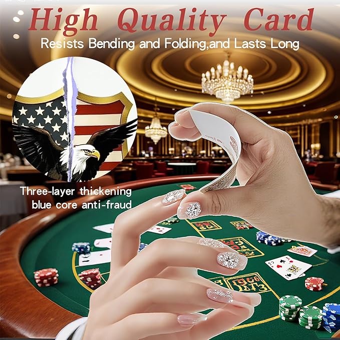 VZONE American Playing Cards,Standard Poker Deck, 100% Waterproof and Plastic Playing Cards Including Statue of Liberty, American Flag, Great Seal of The US