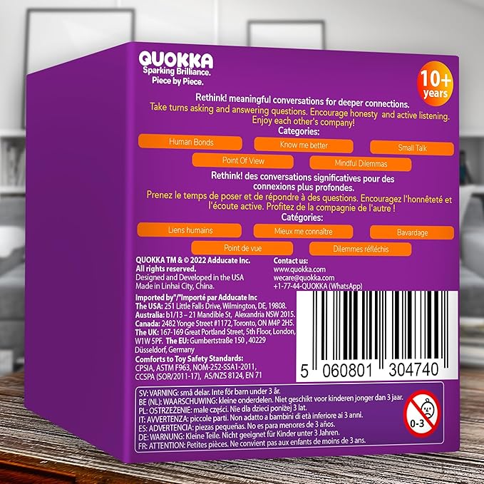 QUOKKA Conversation Cards for Families ??500 Thoughtful Questions in 5 Categories ??Premium Conversation Starter Cards for Family Game Nights, Reunions, and Travel ??Sharing Joy Table Talk Deck