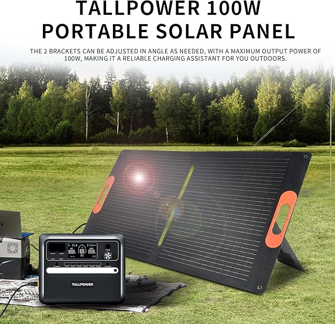 100W Solar Panel, High Efficiency Portable Solar Charger with Kickstand, MC4 Output,3-in-1 DC Connector, IP65 Waterproof for Portable Power Stations,Outdoor Camping, RV, Van, Emergency