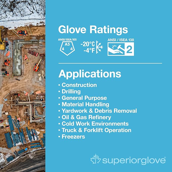 Superior Glove Endura Cut and Impact Resistant Leather Work Gloves – Insulated for Cold Winter Temperatures – 378KGTVB Large (Pack of 1 Pair)