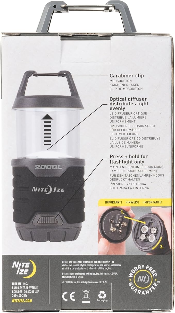 Nite Ize Radiant 200 Collapsible LED Lantern and Flashlight - 200 Lumen Convertible LED Lantern to Flashlight - Compact Essentials for Camping & Hiking Gear