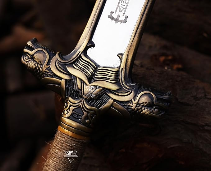 Conan The Barbarian Sword ??Real Full Tang Atlantean Swords | 5160 Carbon Steel, Brass Fittings & Leather Sheath | Medieval Fantasy King Sword Prop | Gift for Him, Christmas, Viking Gift for Him