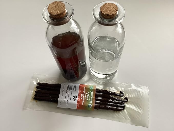 5 Organic Madagascar Vanilla Beans Grade A. Certified USDA Organic. 6"-7.5" Fresh by FITNCLEAN VANILLA for Extract, Paste, Cooking and Baking. NON-GMO Whole Pods