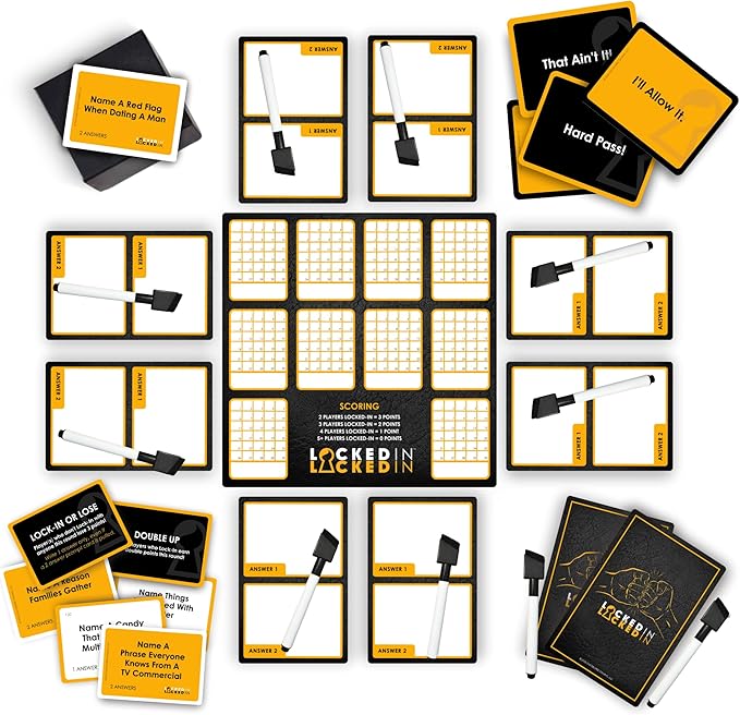 Locked-in: 400 Prompt Card Game ??Wildly Entertaining & Easy to Learn ??Adults, Teens & Kids ??2??0 Players ??Family Game Night, Party Game, Icebreaker & Gift
