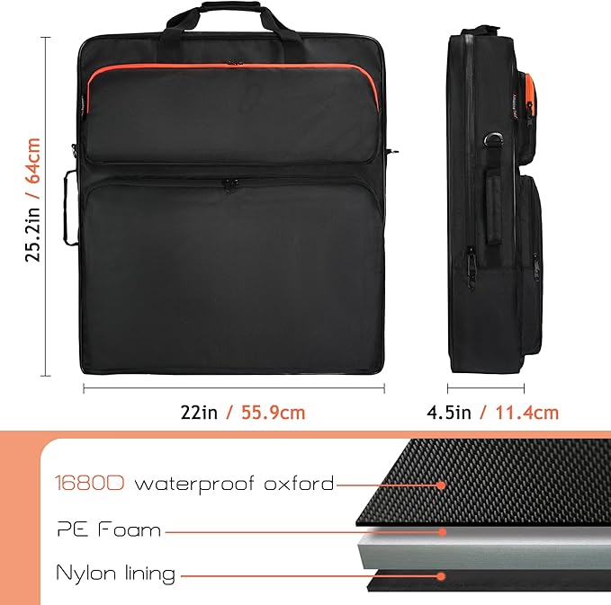 Solar Panel Storage Bag Compatible with 2 Jackery 200W, Padded Portable Solar Panel Travel Bag Compatible with Jackery SolarSaga 100W 100X 200W