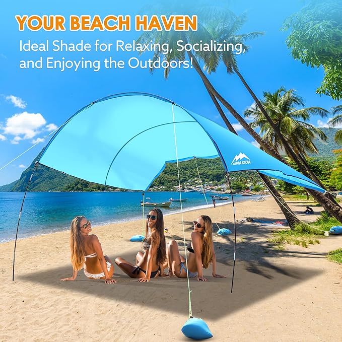10'*8.8'*7.2' Beach Shade Tent, Enlarged Size, with UPF50+ Protection, Windproof and Waterproof, Suitable for Beach, Lake, Picnic and Outdoor Many Scenes