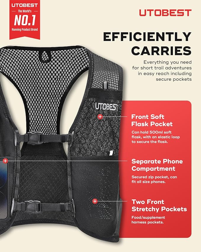 Running Vest for Women Men, Ultra-Light Minimalist Hydration Vest, Breathable Reflective Running Gear for Trail Hiking Jogging