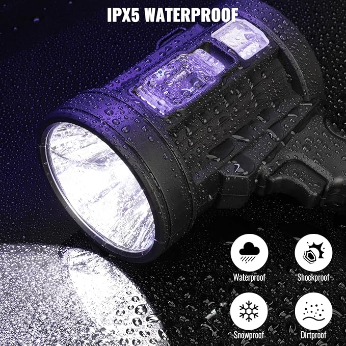Rechargeable Spotlight Flashlight, 99,000 Lumens Spot Light Handheld Spot Lights, LED Spotlights with COB Light,Super Bright Hand Held Spotlight for Boat
