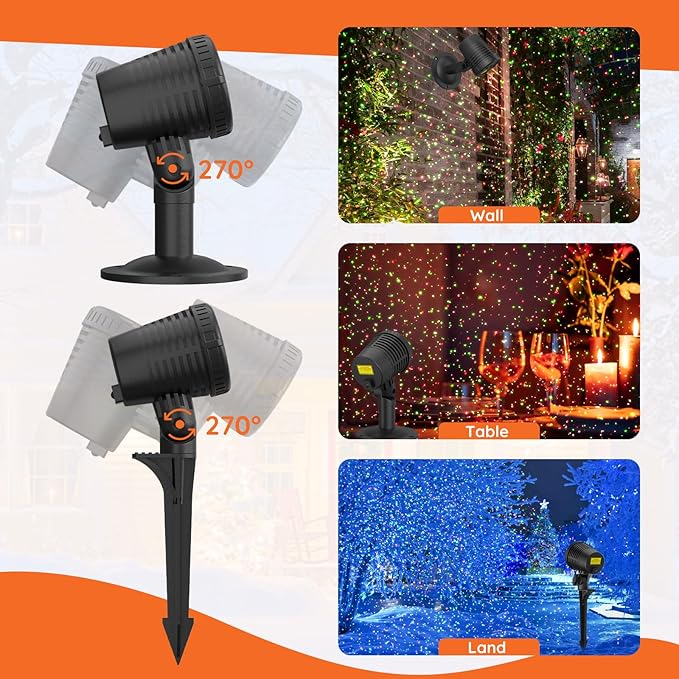 Christmas Projector Lights Outdoor, Christmas Light Projector with Remote, Moving Outdoor Holiday Decoration Light Show for House, Yard, Garden, Patio, and Festive Party Decorations, Christmas Gift