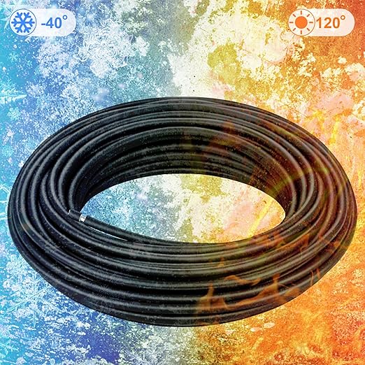Solar Panel Wire - 50FT Black Tinned Copper Wire, 8AWG (10mm²) PV Wire Solar Extension Cable for Outdoor Automotive RV Boat Marine Solar Panel - Black (8AWG 50FT)