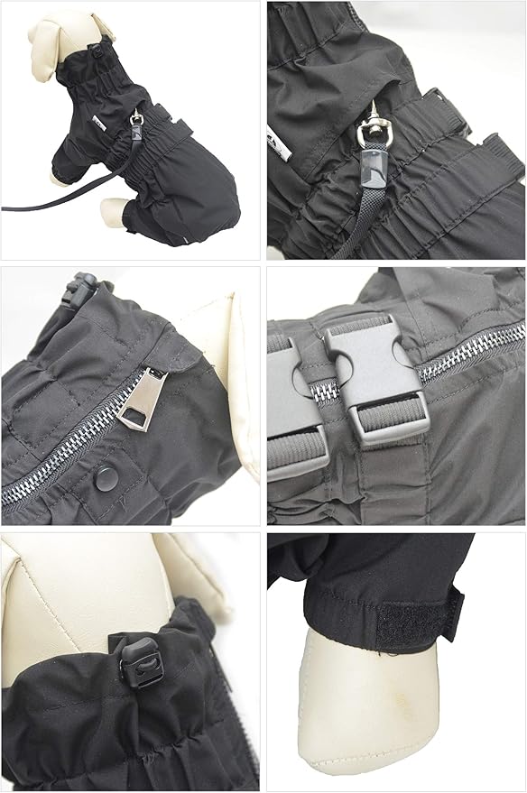 Dogs Waterproof Jacket, Lightweight Waterproof Jacket Reflective Safety Dog Raincoat Windproof Snow-Proof Dog Vest for Corgis Dachshund Small Medium Large Dogs Black D-L