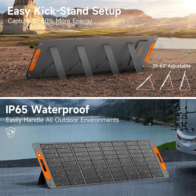 120W Portable Solar Panel for Power Station, 24% High Efficiency ETFE Foldable Solar Panel Charger, QC3.0, Type-C 60W, MC4 Output, IP65 Waterproof, for Outdoor Camping, RV, Emergency Power Supply