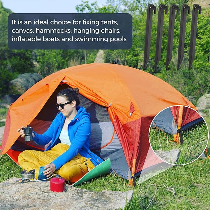 Yalikop 9 Inch Plastic Inflatable Tent Stakes Black Replacement Yard Inflatable Accessories for Camping Tent Pegs Garden Home Decorations