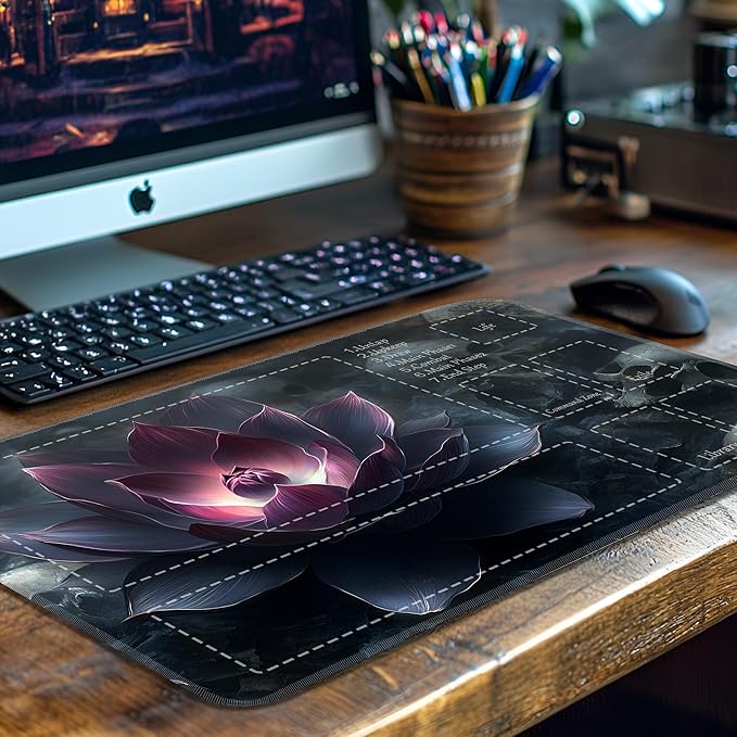 MTG Playmat Non-Slip Rubber Backing Printing Commander Board Game Desk Mat Duel Mat TCG PTCG Playmat 24x14 inches and Free Storage Bags (Black Lotus with Zones)