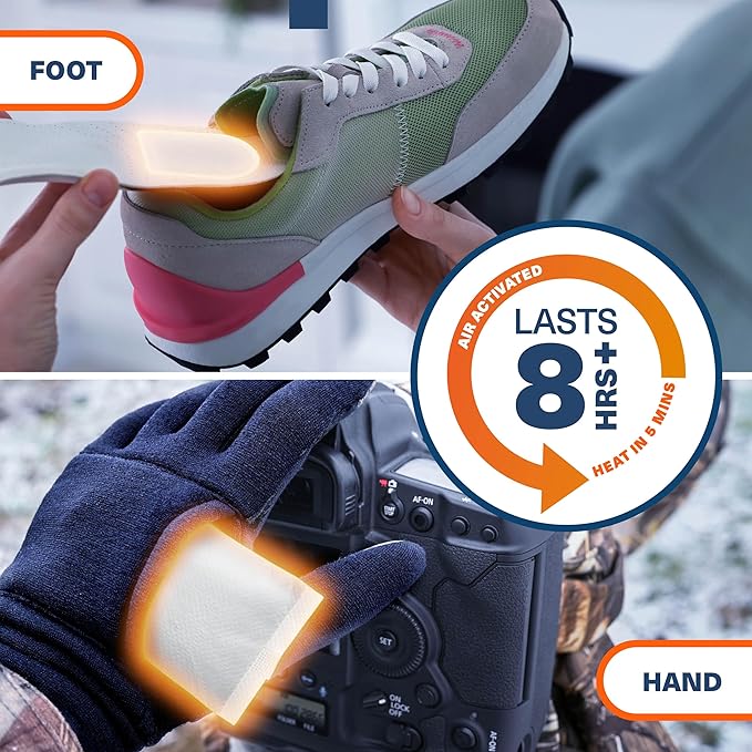 BRAMBLE Hand Warmers & Foot Warmers - Long-Lasting Heat Packs (8h) for Outdoor Activities, Sports, and Cold Weather