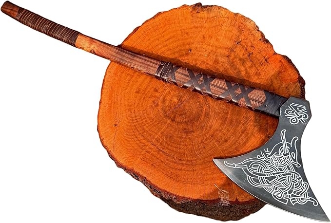 MDM-012 Custom Hand Forged Viking Axe Real Tomahawk Viking Hatchet Beared Camping Axe, 5160 HIGH Carbon Steel Blade, Throwing Set Vintage Ax Viking Gift for Him - Viking Gifts (largegardzilax)