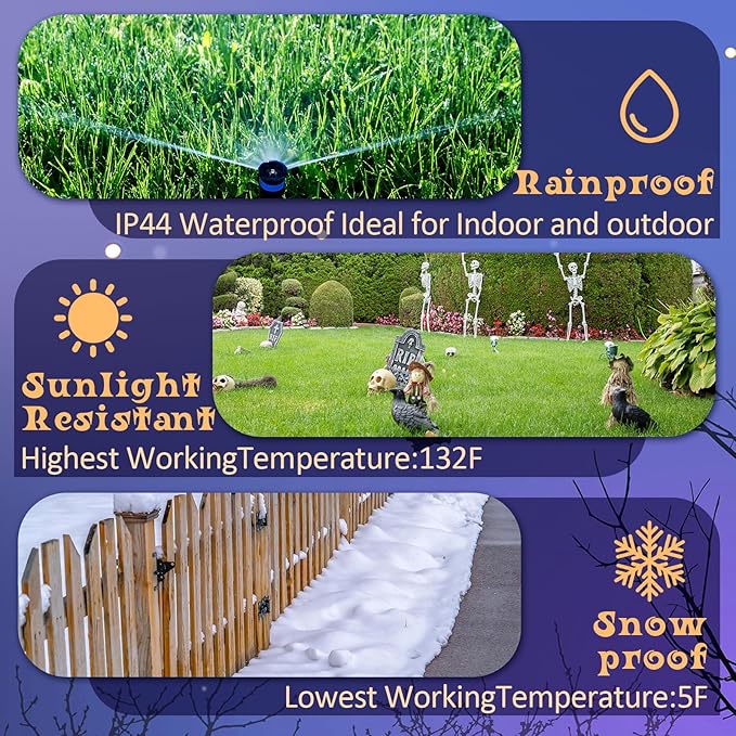 Halloween Projector Light with 1 Film Slides Holiday LED Projector Lights Outdoor Reflectors Waterproof Landscape Decorative Rotation Lighting Movement Projection Lamp(Skeletons and Dogs)