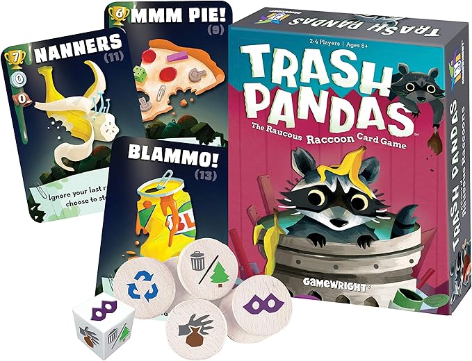 Gamewright - Trash Pandas - The Raucous Raccoon Push-Your-Luck Card Game, Ages 8+, 2-4 Players