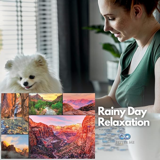 Better Me Zion National Park 1000-Piece Puzzle - USA Jigsaw Puzzle Featuring Mount Zion Canyon & More, for National Park Lovers