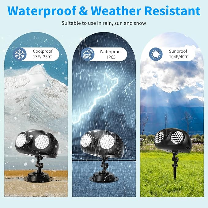 MILPROX Christmas Snowfall Projector Lights, Updated Double-tube Snowflake Projector Lamp, Larger Area Clearer Rotating Falling Snow Spots, Indoor Outdoor Holiday Decoration for Halloween Party Garden