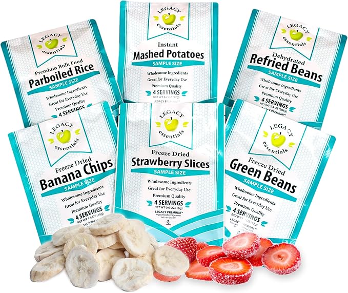 Legacy Food Storage Side Dishes, Emergency Food Supply, 6 Sides, 24 Servings, Up to 25 Year Shelf Life, Freeze Dried Survival Meals for MRE Camping, Hiking, Backpacking
