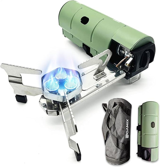 Roamix 17,700 BTU Foldable Butane Camping Stove ??5,200W Portable Gas Burner with Carrying Bag for Outdoor Cooking, Backpacking & Emergency Use