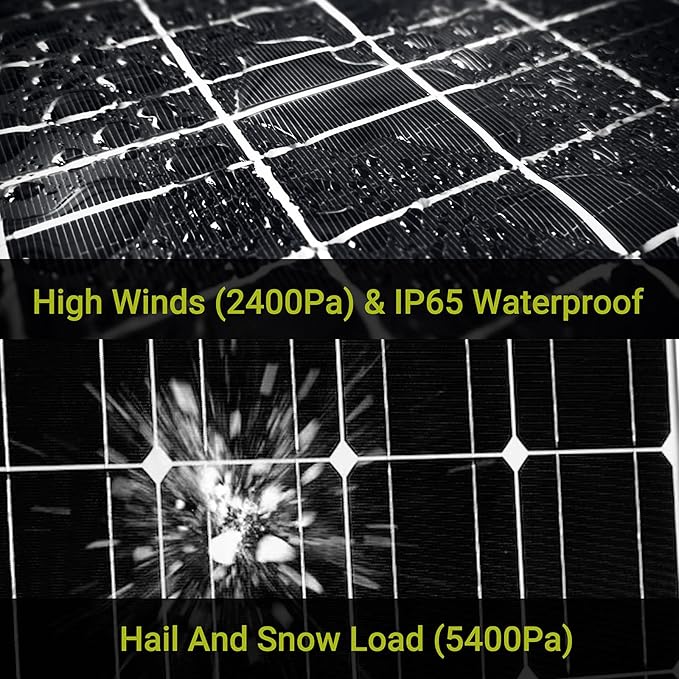 Newpowa 9BB 120W Solar Panel - High-Efficiency Monocrystalline PV Module for 24V Off Grid System, RV, Boat, Camper, Trailer, Gate Opener