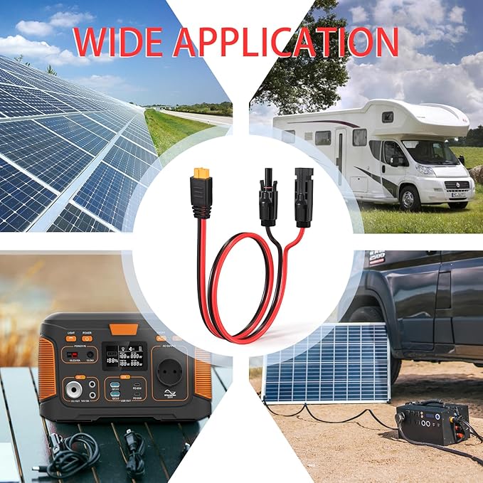12AWG Solar to XT60 Charging Cable Solar Panel Extension Cable for Portable Station River 600 Solar Generator(2FT)