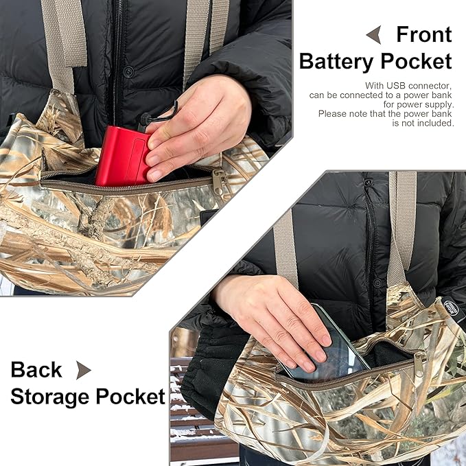 Heated Hand Muff, Electric Heating Hand Warmer Pouch, Suitable for Outdoor Hunting, Sports, Photography, Golf, Football in Cold Winter Keep Warmth (Batteries no Including)