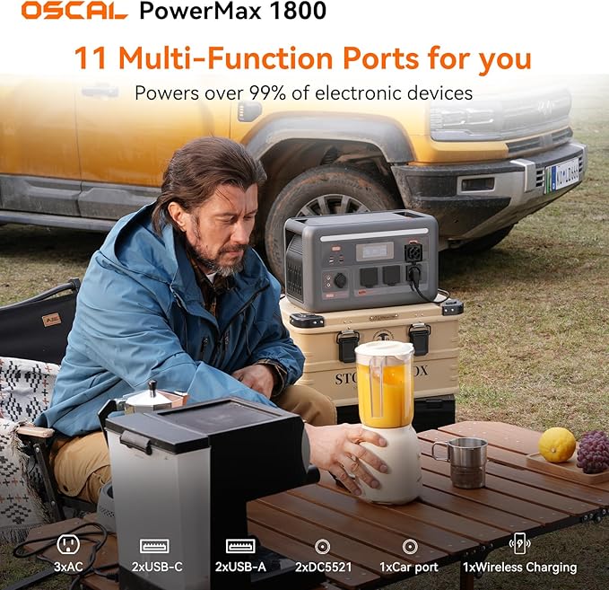 OSCAL Solar Generator with 400W Solar Panel PowerMax 1800 (2025 New), 1024Wh LiFePO4 Battery Generator with 3 AC Outlets (3200W Surge), 700W AC Charging, APP Control Power Station for Home Backup