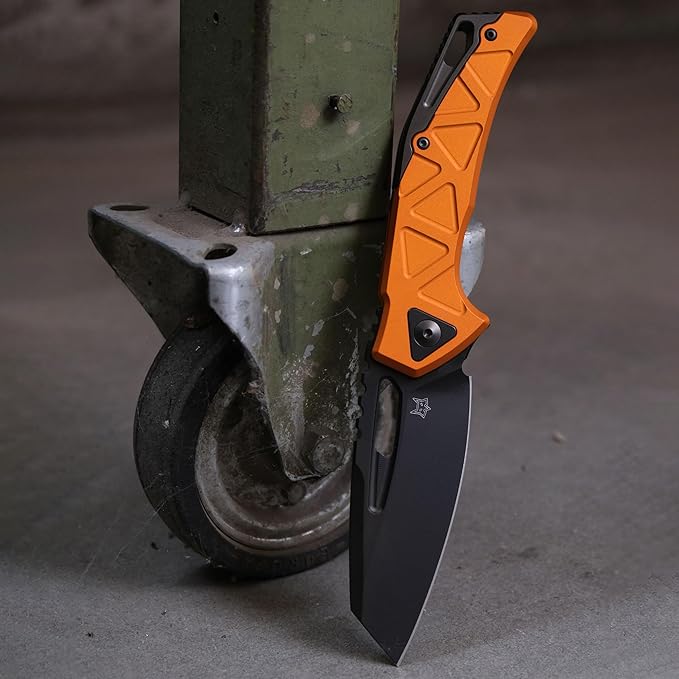 Fox Knives Chronos FX-552 ALBOR Premium Folding Knife 3.54in CPM MagnaCut Steel Blade, Reverse Tanto, Frame Lock, Tip-up Carry, EDC Pocket Knife, Made in Italy (Orange Anodized Aluminum)