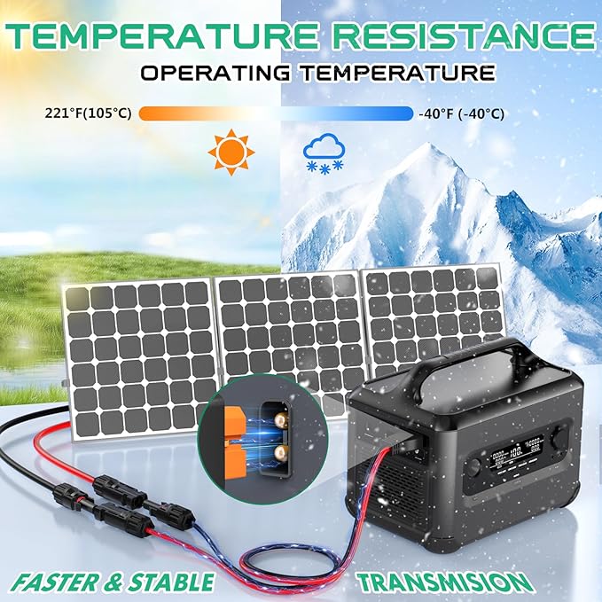 Oududianzi 12AWG XT60i Solar Cable 20FT, Solar to XT60i Cable 3 10 15 25 30 40 50FT, Charging Adapter for Portable Power Station - 20Ft