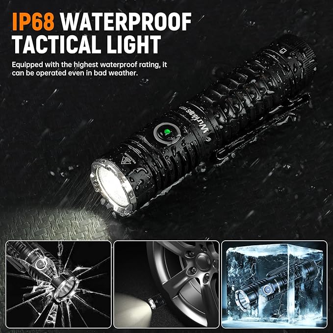 Wurkkos TS22 Flashlight High Lumen Rechargeable - 4500 Lumens Super Bright 70.3 HI LED Flashlight USB C Charging IP68 Waterproof Regulated Output for Dog Walking Ramping Emergency Hiking