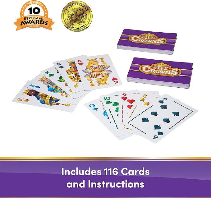 Five Crowns Giant Card Games – Jumbo Playing Cards, Card Game for Kids and Adults, Family Game Night, 5 Suited Rummy Style Card Game, Ages 8+