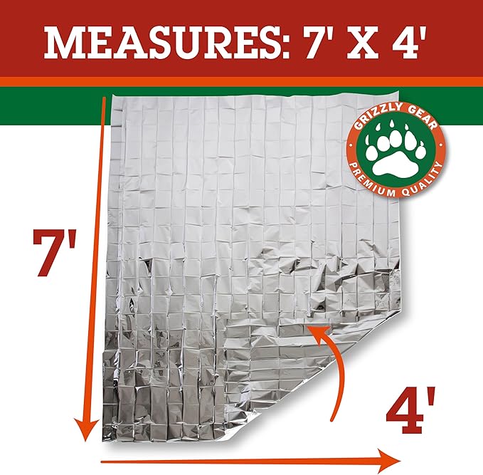 Emergency Mylar Thermal Blankets (12 Pack) Survival Kit Camping Space Blanket - Perfect for Hiking, Outdoors, Marathon Runs or First Aid Set- Bug Out Bag Essential - Keep Heat Insulated
