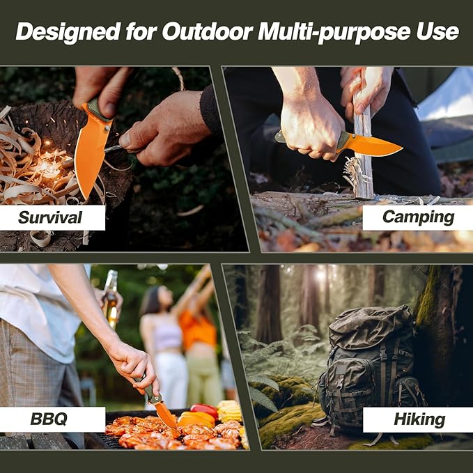 FINTISO Pocket Knife, 3.26" Premium 14C28N Blade G10 Handle with Fire Starter Function, Folding Knife with Pocket Clip for Men Women, EDC Knife for Outdoor Camping, Hunting, Hiking, Survival, Falcon Series