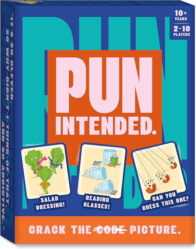 Pun Intended - Hilarious Picture Guessing Card Game for Families & Adults, Fast-Paced Wordplay Fun, Gifts for Pun & Game Lovers, 2-10 Players