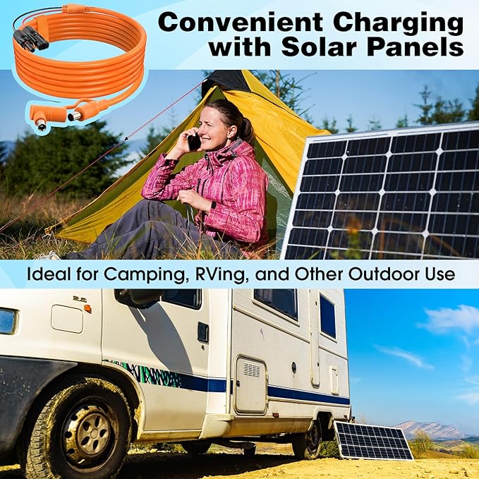 Tellingyou Solar Connector to DC 8mm Adapter Cable, 8.2 ft Solar Panel Cable with DC8020/7909, Compatible with Jackery Explorer 160 240 500 1000, Compatible with BLUETTI Portable Power Station(2pack)