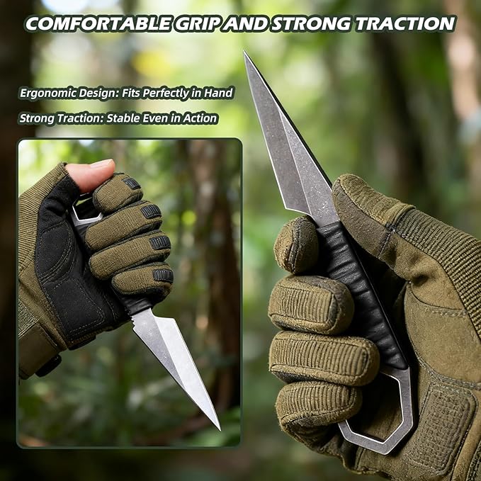 KOFERY Fixed Blade Knife with Sheath - Practical Tool for Everyday Carry, Outdoor Adventures, and Self Defense Requirements(Black)
