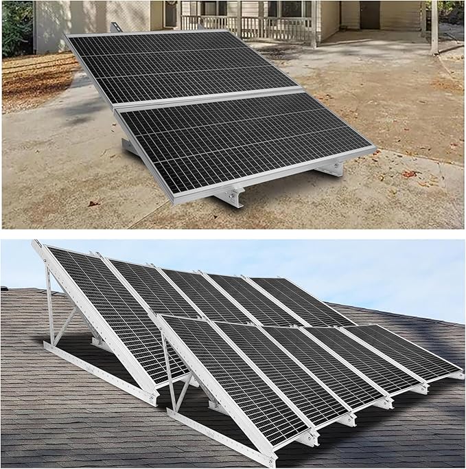 2 Sets 45" Solar Panel Mount Brackets for 100-400 Watts Solar Panel with Enhanced Cross Beams, Suitable for Roof, RV, Ground, Boat etc.