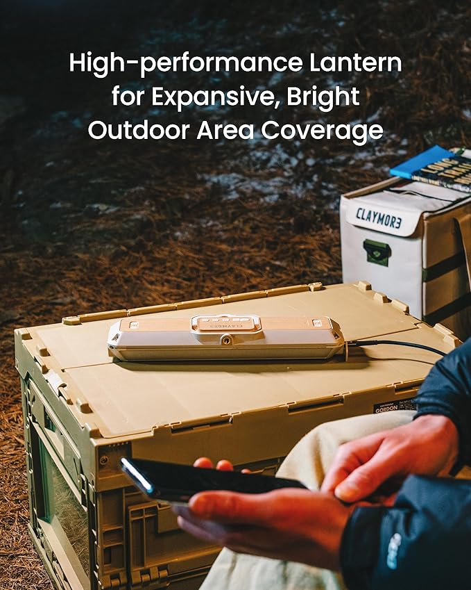 Claymore 3Face Pro X (Light Gray) - Rechargeable Surface Area Camping Light for Trucks, Overlanding, Tents, Canopies, Outdoor Events, Street Vendors, Work Lighting, Long-Lasting Battery, Hanging