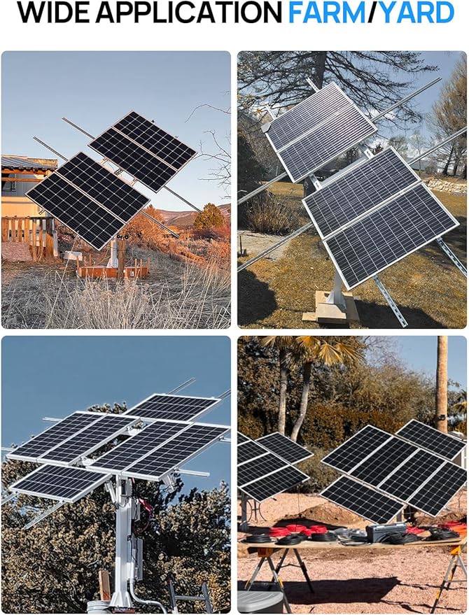 ECO-WORTHY Solar Panel Dual Axis Tracking System (Expanded Version Increase 40% Power) with Tracker Controller,for 10PCS 100W/8PCS 200W/4PCS 400W,High Stability, Multi-Angle Adjustment, for Yard/Farm