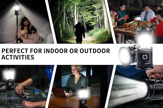 KunHe 24-Pack 1800mAh Collapsible Portable LED Camping Lantern Lightweight Waterproof USB Rechargeable LED Flashlight Kits for Indoor Outdoor Home Emergency Light Power Hiking