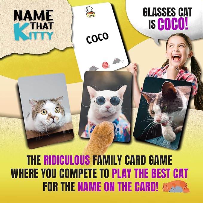 Name That Kitty - Cat Card Game for Kids 8-12 is Great for Cat Crafts, Cat Games, and Cat Memory Fans! Fun for Families, 9-Year-Old Girl Gifts, Cat Toys for Kids, or Cat-Themed Toys for Girls 6-8