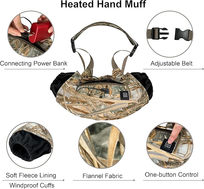 Heated Hand Muff, Electric Heating Hand Warmer Pouch, Suitable for Outdoor Hunting, Sports, Photography, Golf, Football in Cold Winter Keep Warmth (Batteries no Including)